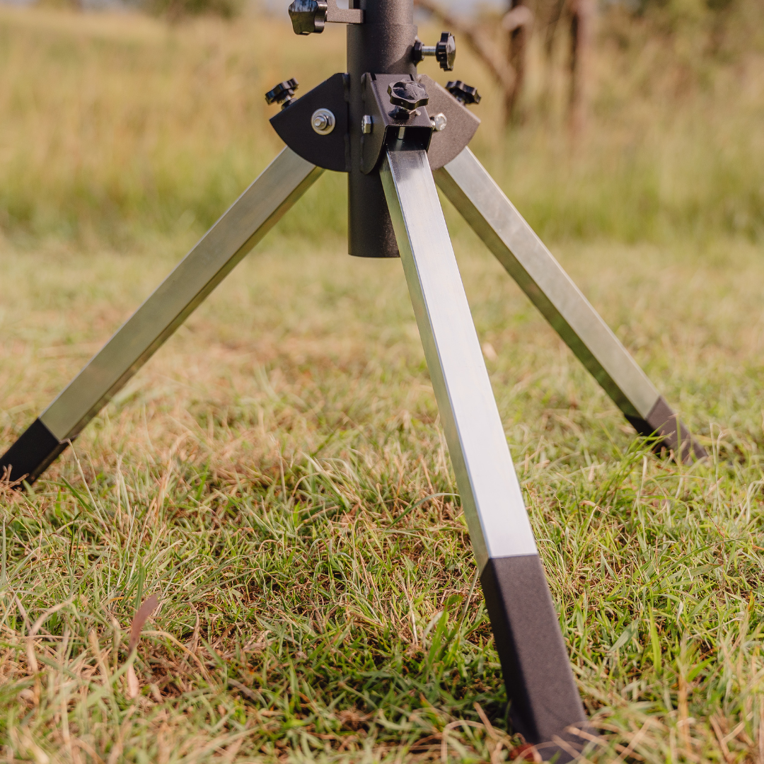BBQARM Starlink tripod base for telescopic RV pole and portable camping setup