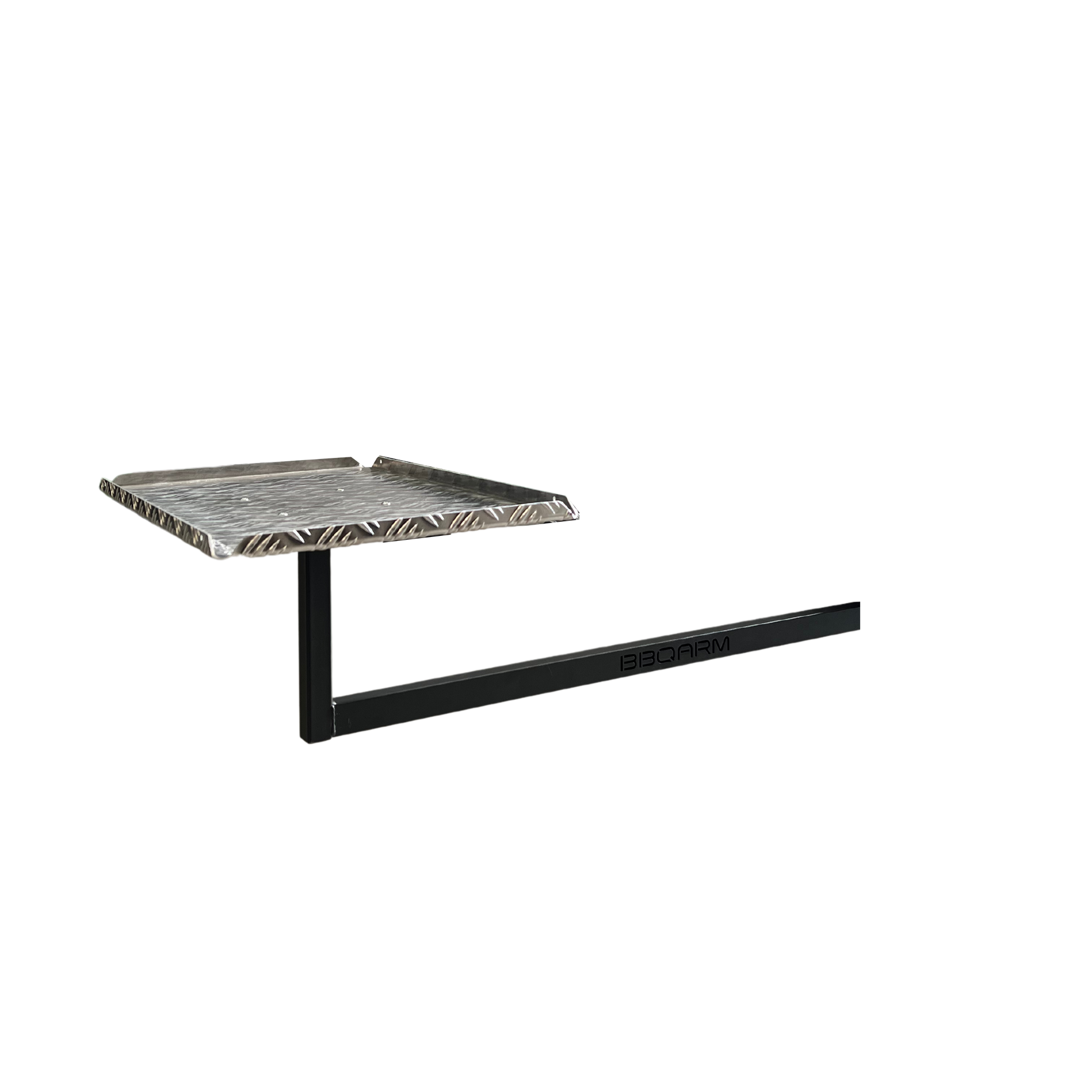 BBQARM swing away arm and tray kit for under chassis mounting on caravans for outdoor cooking setup