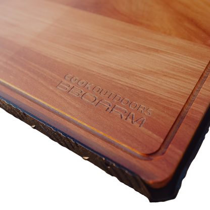BBQARM teak cutting board portable chopping board for caravan, camping and outdoor cooking