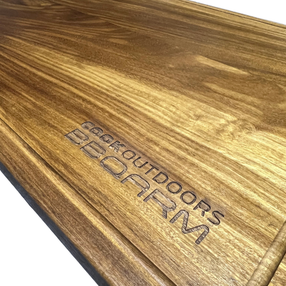 BBQARM teak cutting board portable chopping board for caravan, camping and outdoor cooking