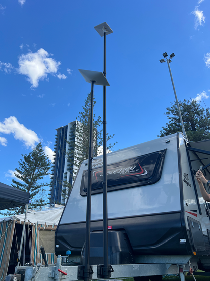 Xplore Outdoors fibreglass extension pole for Starlink with adjustable height mounting system for caravan and camping