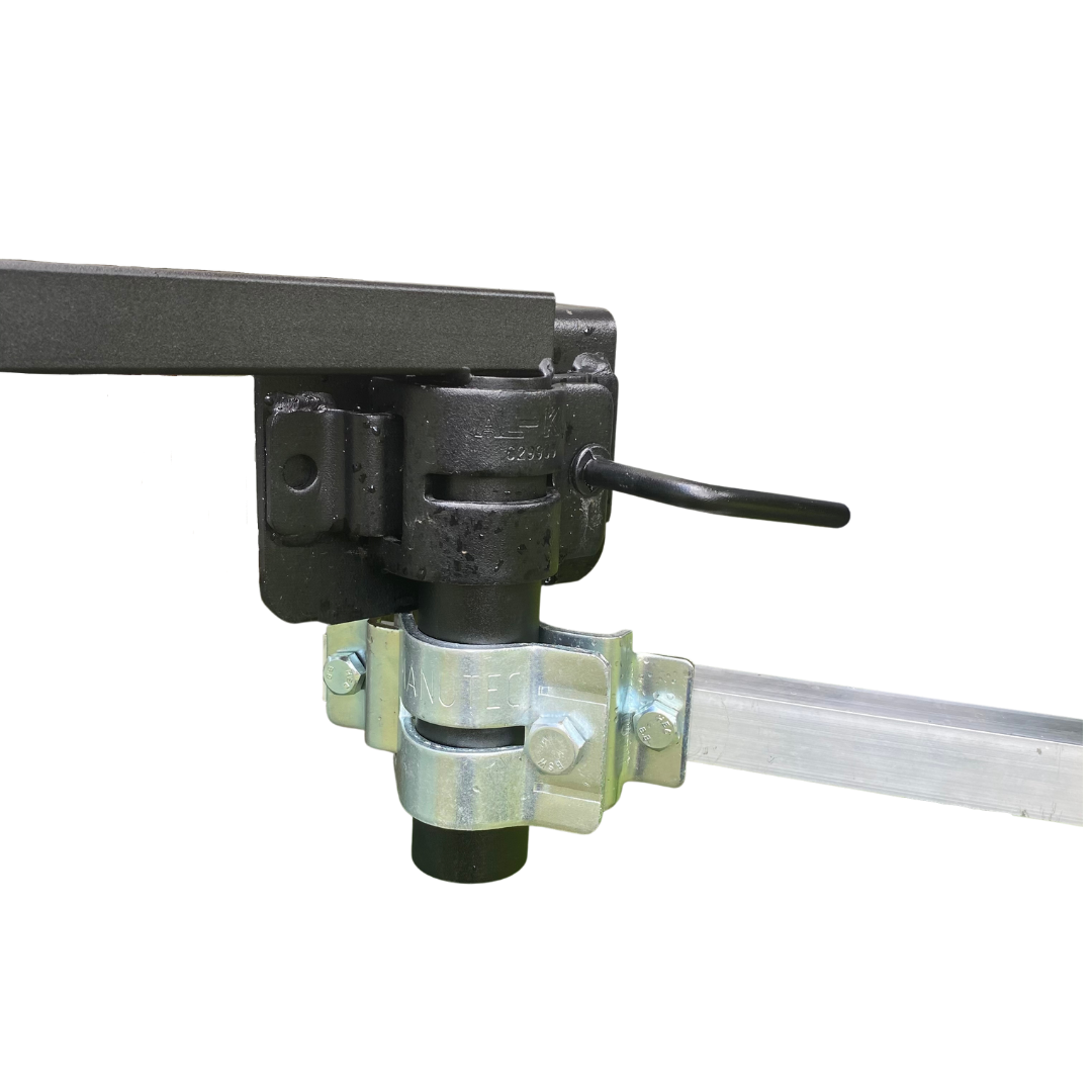 BBQARM Mate clamp mounting bracket attaching to round tube or jockey wheel shaft