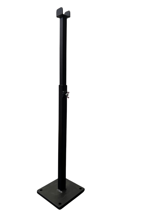 BBQARM support post for stabilising swing away arm and tray setup