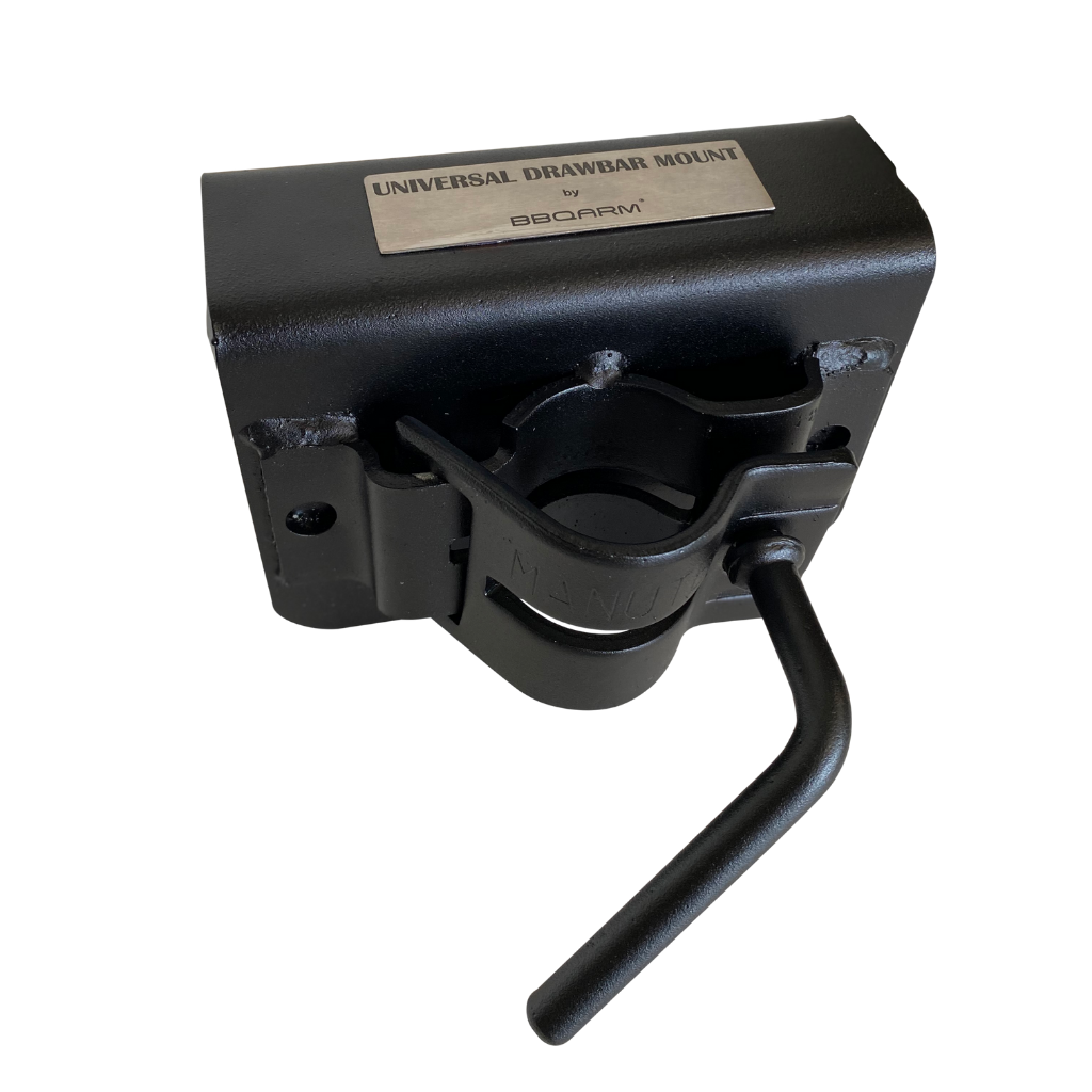 BBQARM universal drawbar mount no-drill clamp for caravan and trailer BBQARM installation
