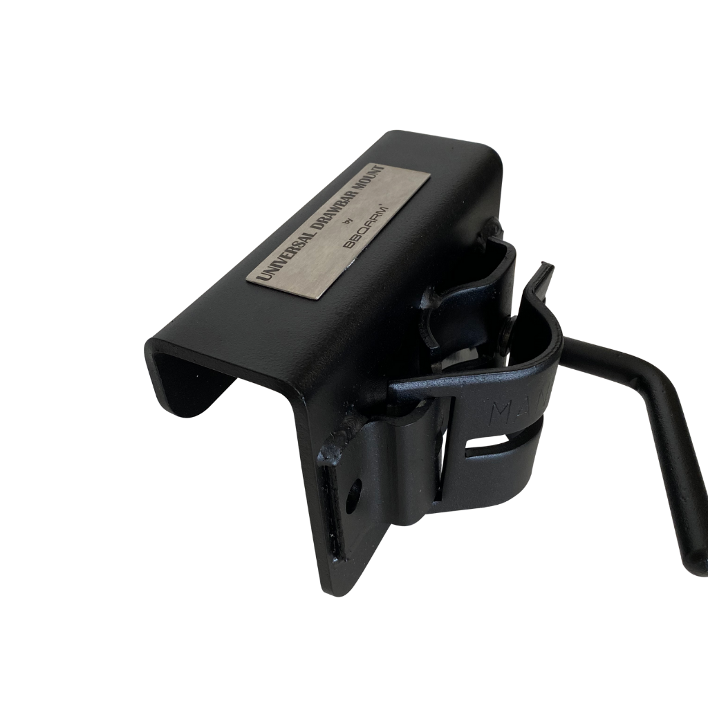 BBQARM universal drawbar mount no-drill clamp for caravan and trailer BBQARM installation