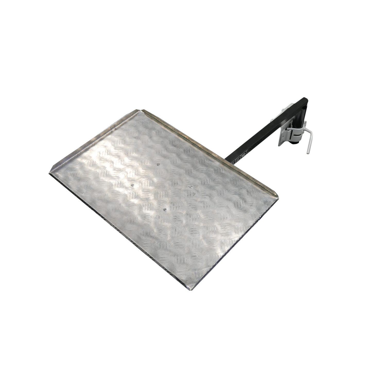 BBQARM aluminium chequer-plate tray for swing away arm or BBQARM Mate mounting system